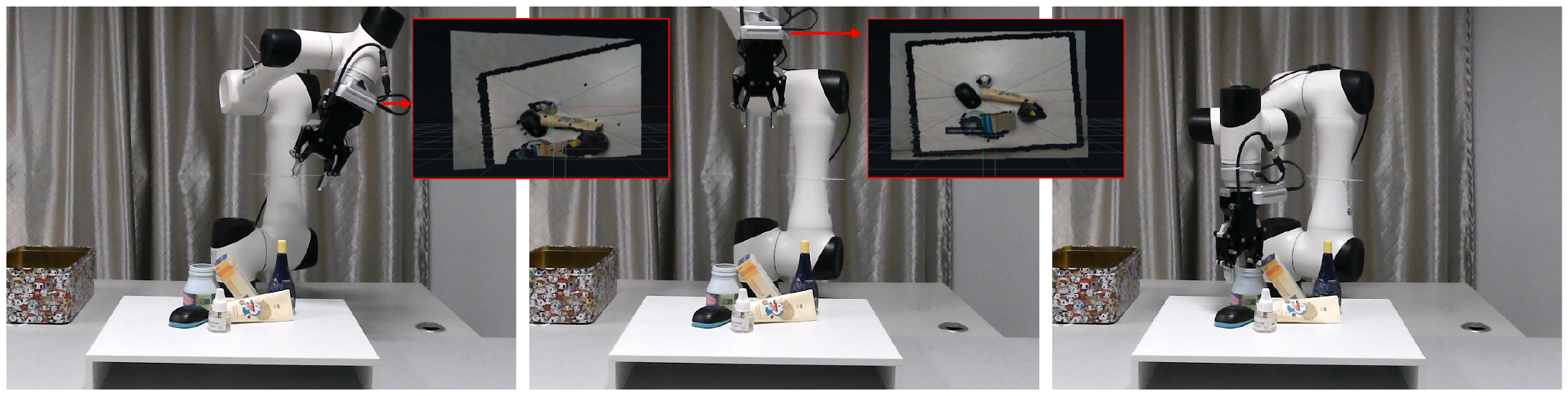 Real-world cross-view robotic grasping pipeline samples